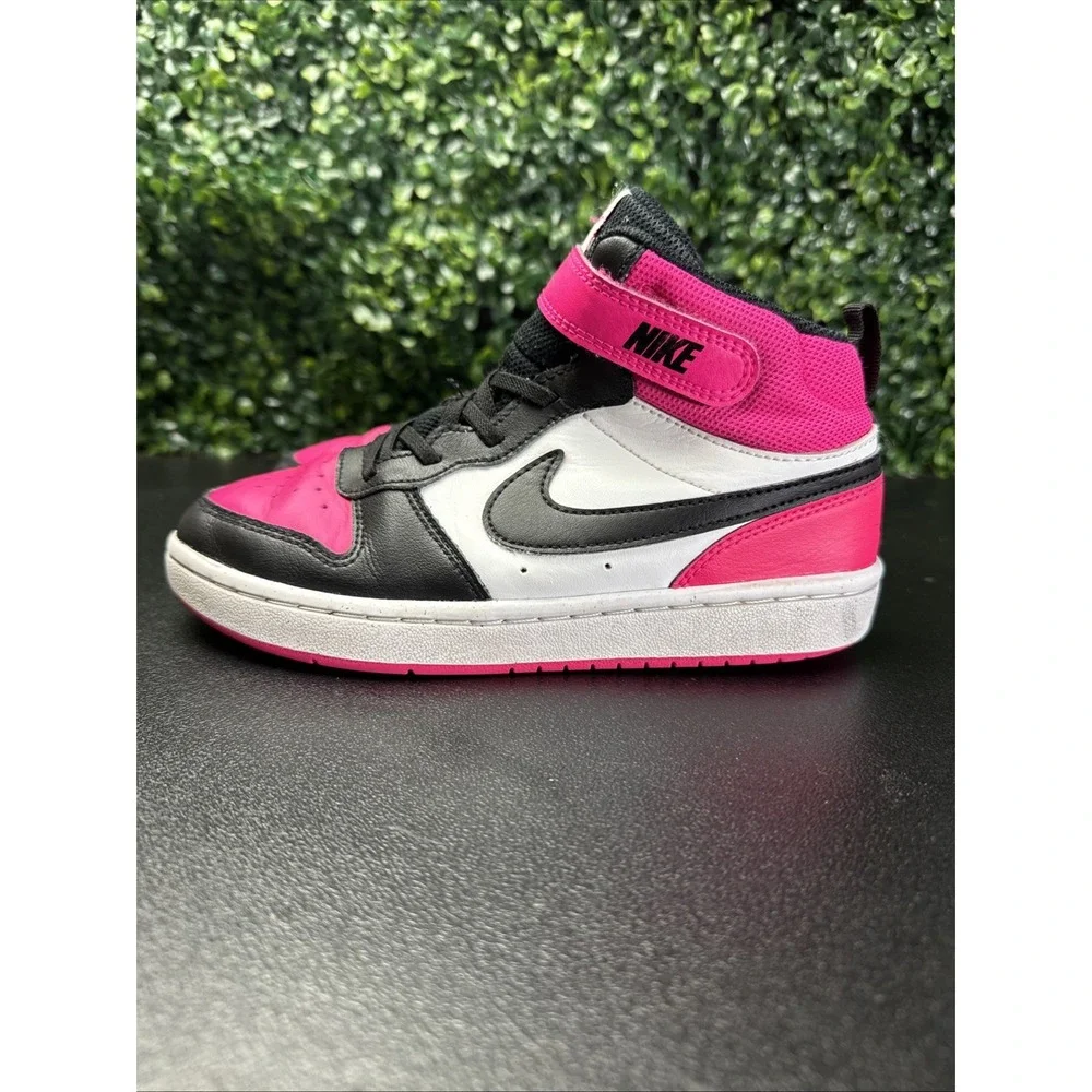 Nike Court Borough Mid 2 Sneakers Hot Pink Black Kids Size 2.5Y HV0935-100